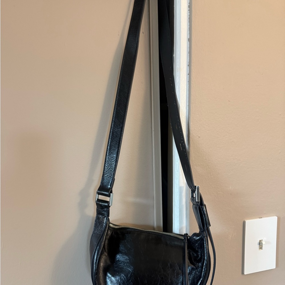 All Saints Black Leather Crossbody Bag - Picture 3 of 10
